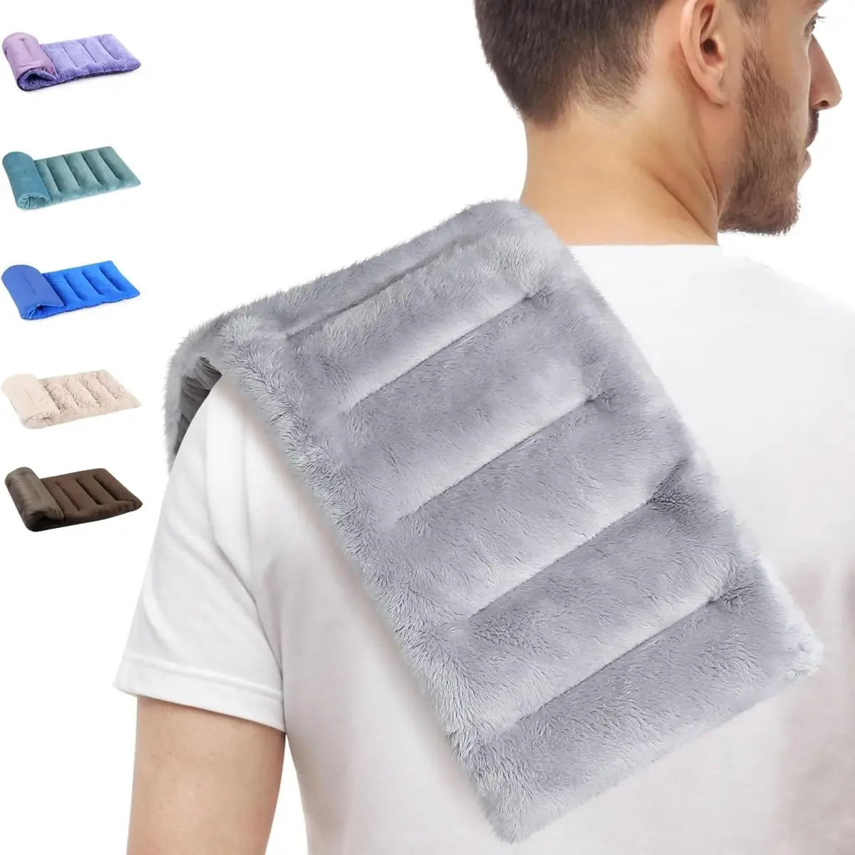 SUZZIPAD Microwave Heating Pad 7"X16" Gray | Moist Heat for Muscle Fatigue & Soreness - main product image