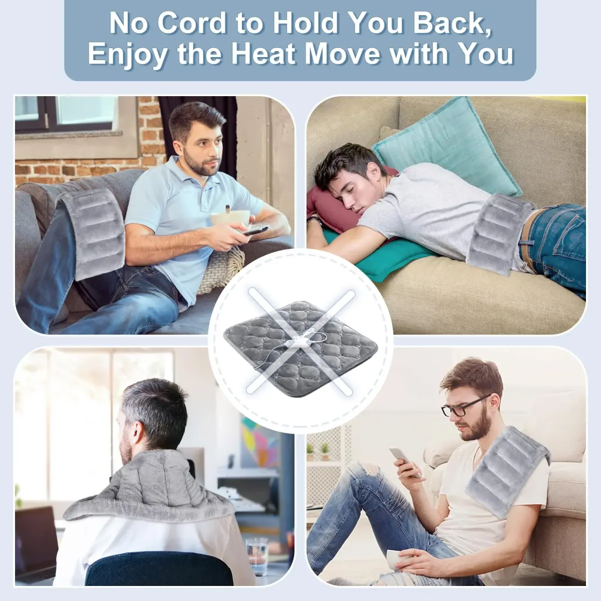 SUZZIPAD Microwave Heating Pad 7"X16" Gray | Moist Heat for Muscle Fatigue & Soreness - view 6
