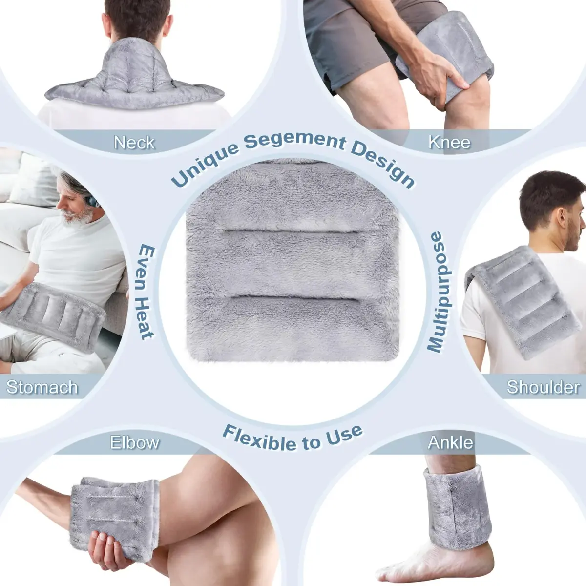 SUZZIPAD Microwave Heating Pad 7"X16" Gray | Moist Heat for Muscle Fatigue & Soreness - view 4