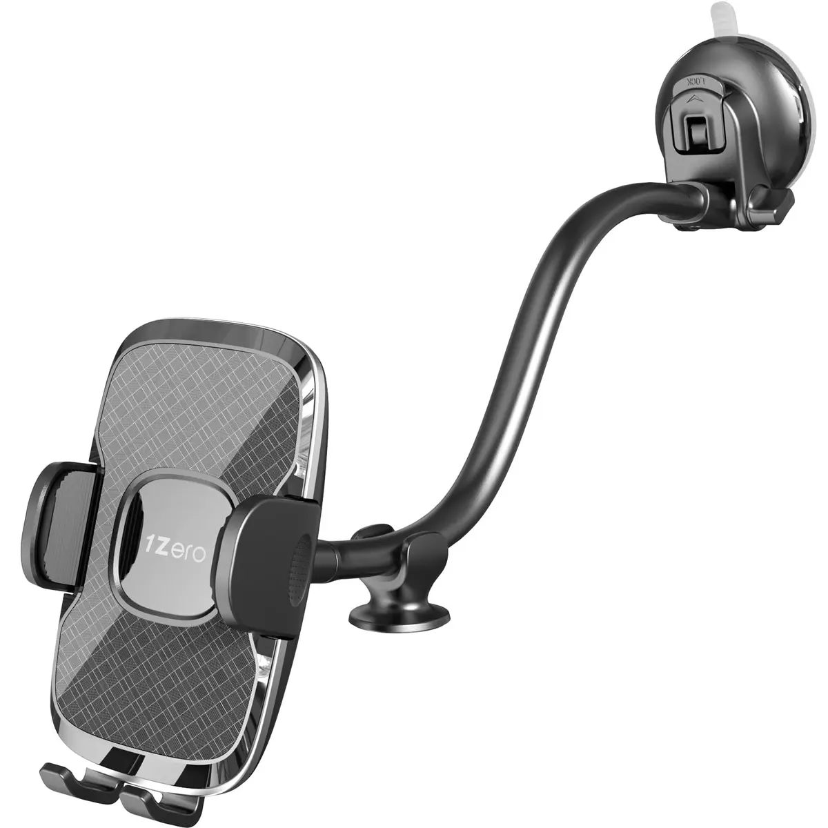 1Zero Car Truck Phone Mount Holder with 8-Inch Gooseneck, Anti-Shake, Universal Fit, Black | Supports All Cell Phones - main product image