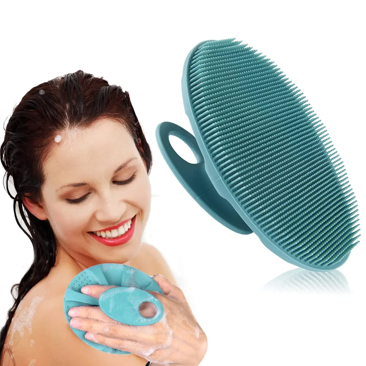 INNERNEED Silicone Body Cleansing Brush Dark Green | Gentle Massage, Deep Clean, Hygienic Shower Scrub Brush Soft Bristles for All Skin Types, Easy to Hold - main product image