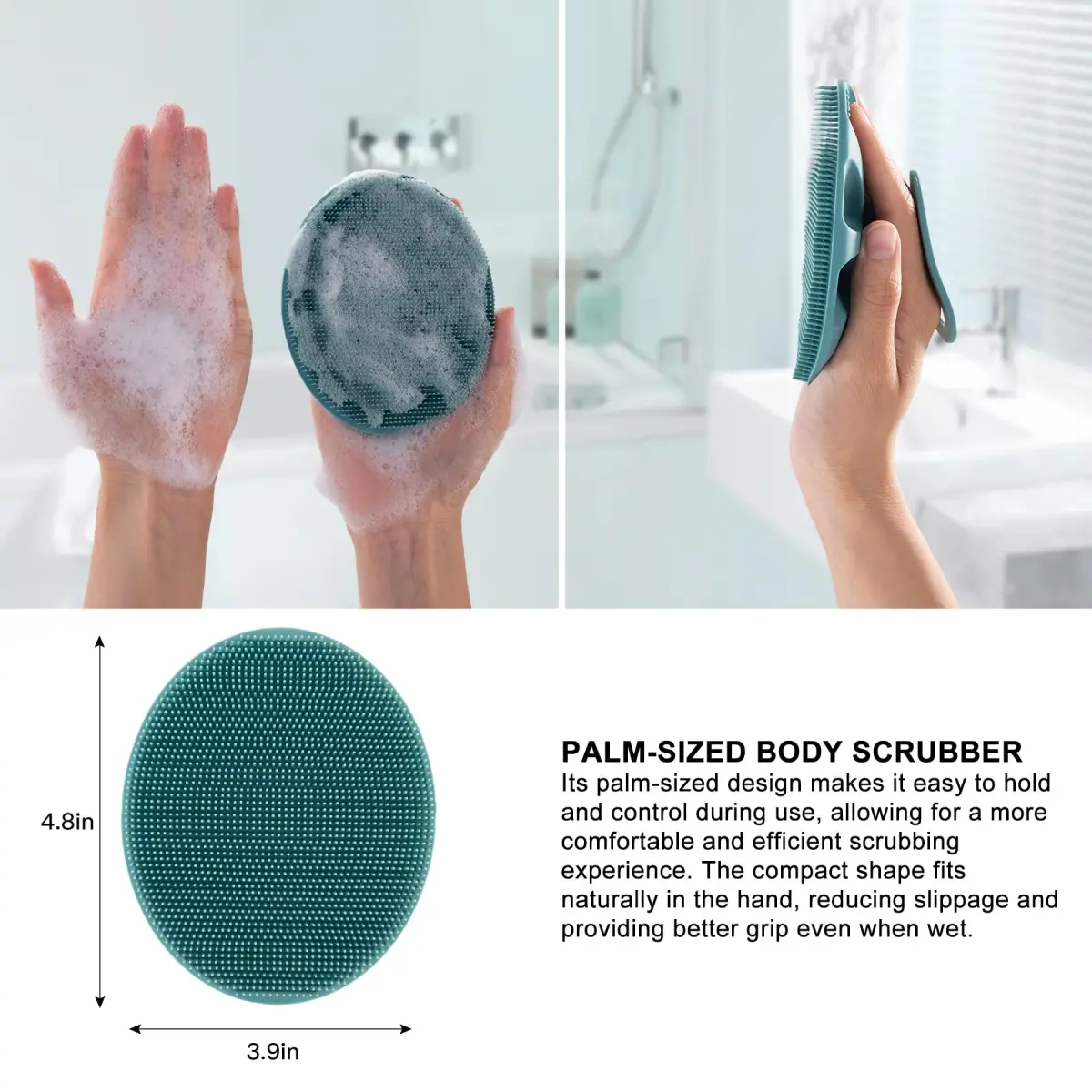 INNERNEED Silicone Body Cleansing Brush Dark Green | Gentle Massage, Deep Clean, Hygienic Shower Scrub Brush Soft Bristles for All Skin Types, Easy to Hold - view 4