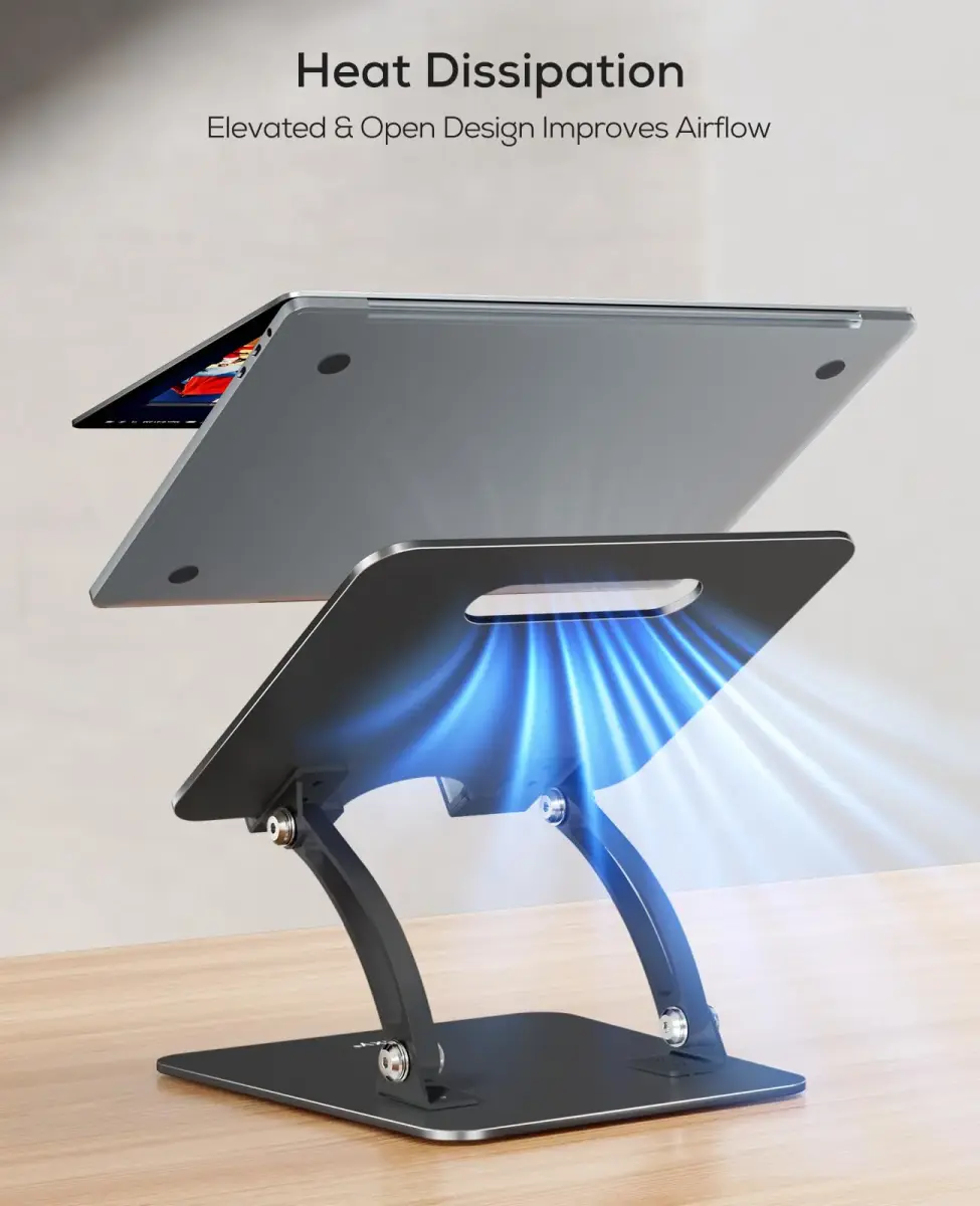 Nulaxy C1 Fully Adjustable Laptop Stand for Desk, Dual Foldable Computer Riser with Heat-Vent, 2.27 kg (5 lb) Capacity - view 5