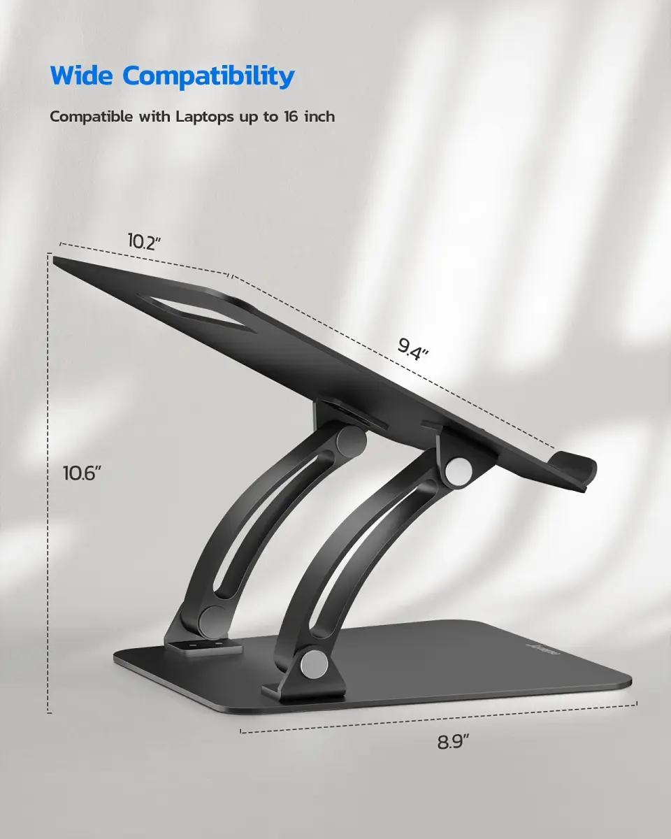 Nulaxy C1 Fully Adjustable Laptop Stand for Desk, Dual Foldable Computer Riser with Heat-Vent, 2.27 kg (5 lb) Capacity - view 3