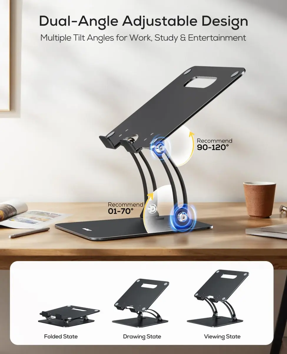 Nulaxy C1 Fully Adjustable Laptop Stand for Desk, Dual Foldable Computer Riser with Heat-Vent, 2.27 kg (5 lb) Capacity - view 4