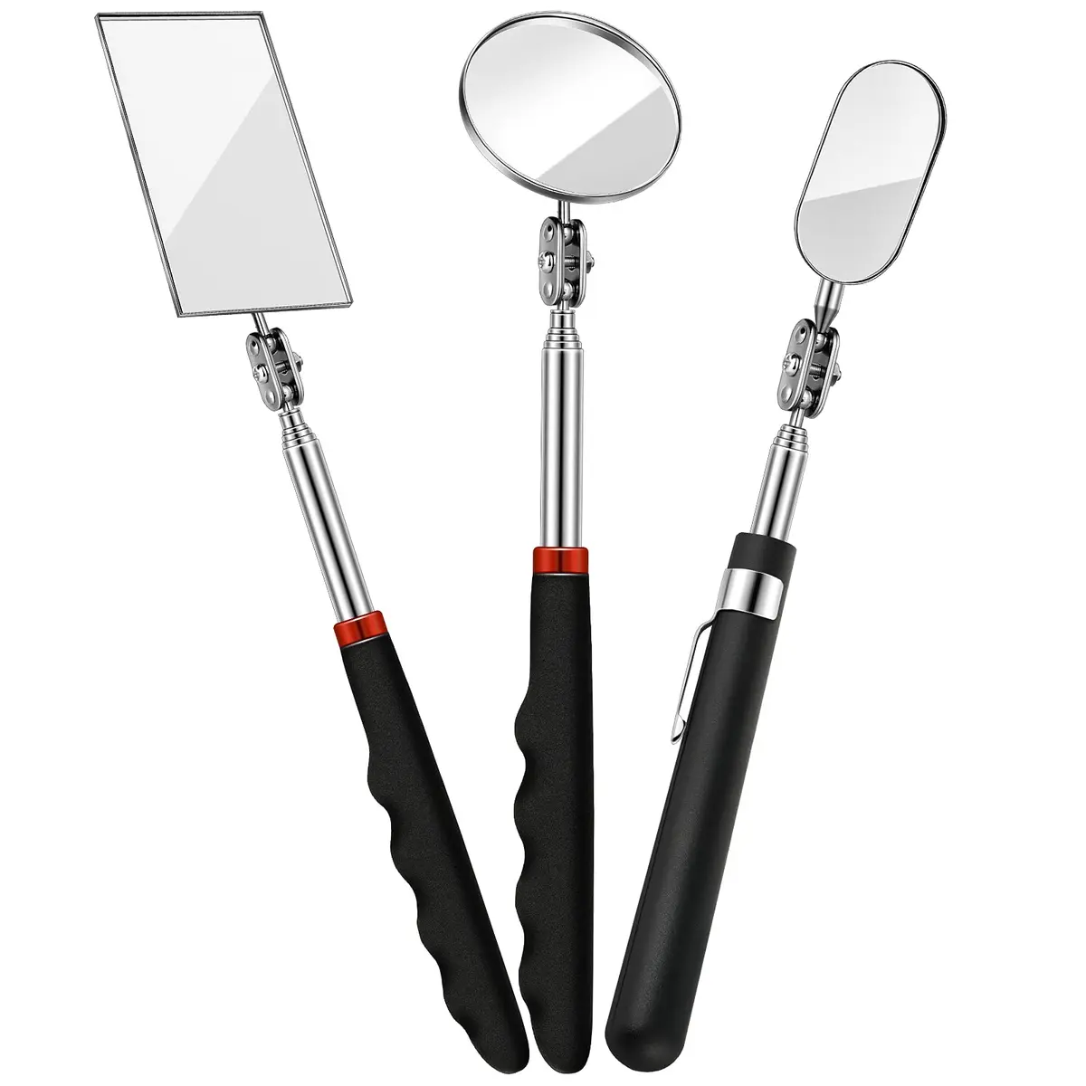 Blulu Precision Measuring Inspection Mirror 3-Piece Set | Telescoping, Rotatable, LED Light, Small Parts - main product image