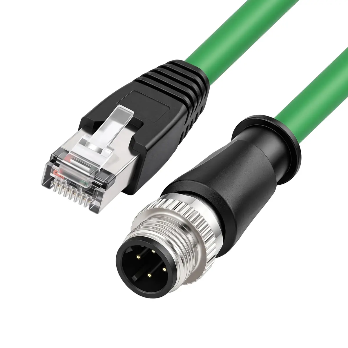 HangTon M12 4 Pin D-Coding to RJ45 Ethernet Cat5e Cable 7m (23ft) | Industrial Grade Shielded Network Cord - view 4