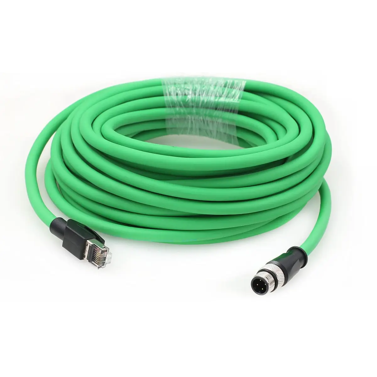HangTon M12 4 Pin Ethernet Cable to RJ45 Cat5e, 15m (49.2ft) | Industrial Grade, PoE Rated, IP67 - main product image