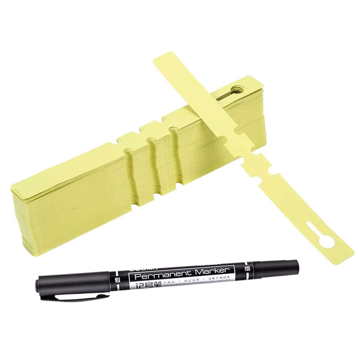 MIHEY Yellow Plastic Plant Tags with Marker Pen, 20cm (7.87 inch) - 200 Pcs | Durable & Waterproof Garden Markers - main product image
