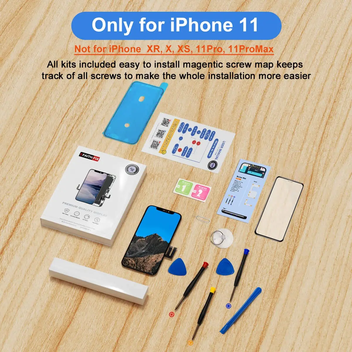EFAITHFIX iPhone 11 Screen Replacement LCD Assembly 6.1 Inch | Incell Display with Tools - view 8
