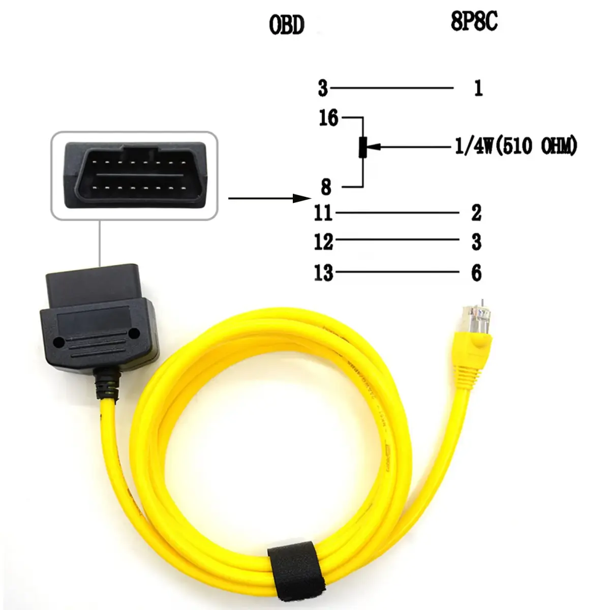 ZMURED ENET OBD to Ethernet RJ45 Cable for BMW F-Series Coding, 2M (6.6ft) - view 5