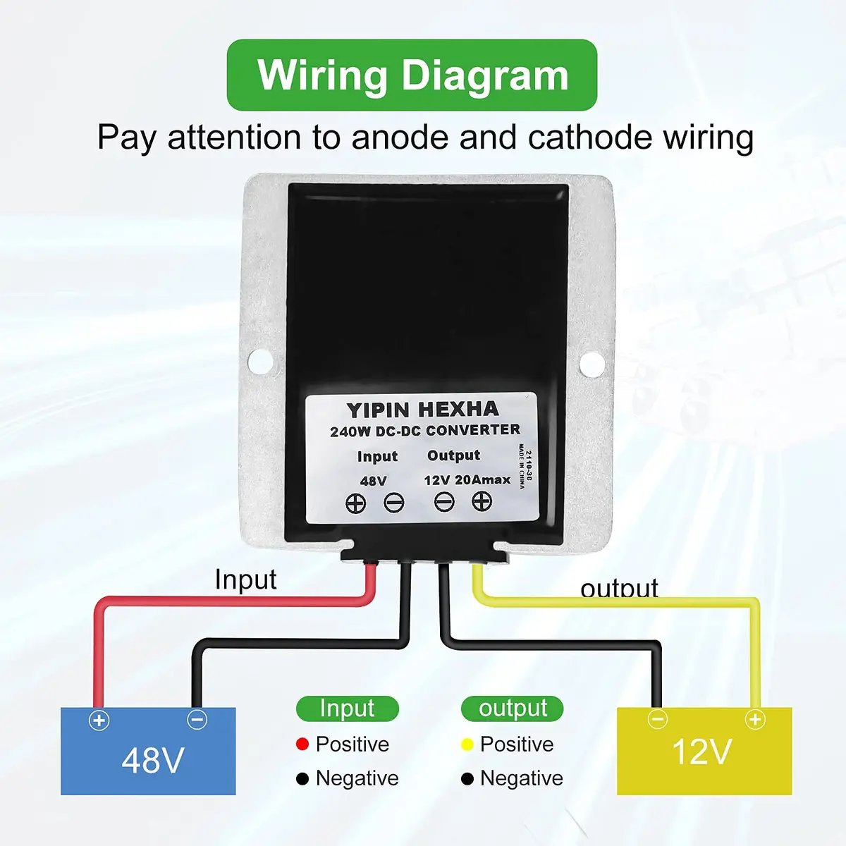 YIPIN HEXHA 36V/48V Power Converter 12V 20A Waterproof Buck Module | High Efficiency - view 5