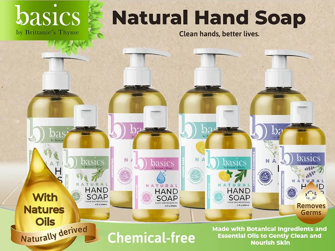 Brittanie's Thyme Natural Hand Soap, Unscented, 12 fl oz | Gentle Botanical Cleansing for All Skin Types - view 4