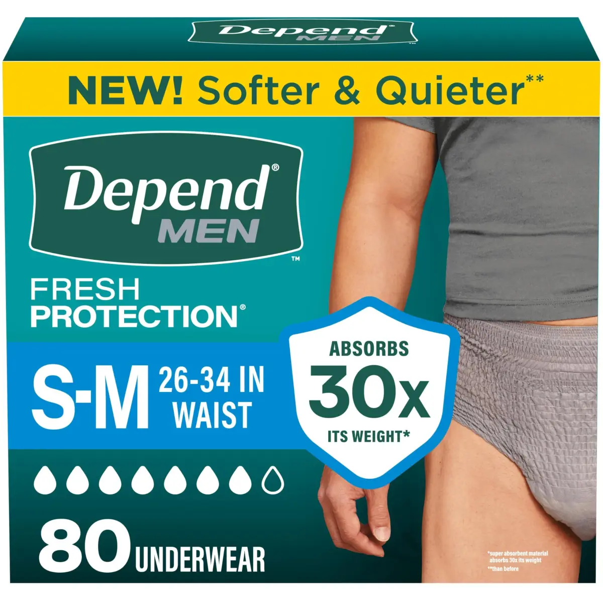 Depend Fit-Flex Incontinence Underwear for Men, Small/Medium, Maximum Absorbency, 38 Count - USA Imported Discreet Protection - main product image