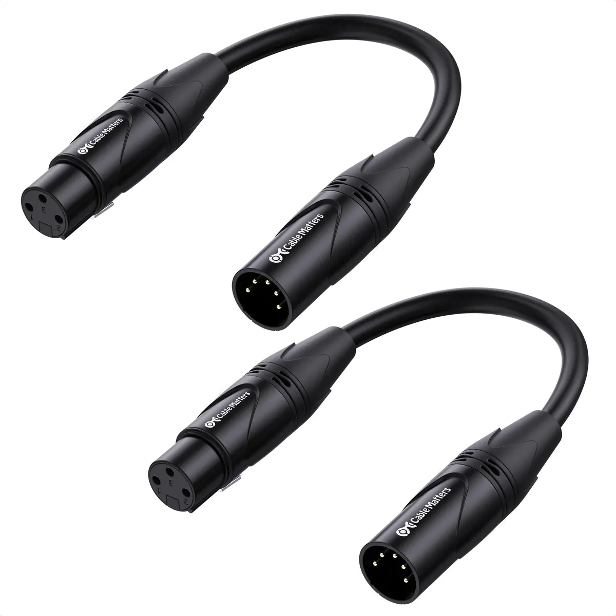 Cable Matters 2-Pack 5 Pin to 3 Pin DMX Lighting Cable, 6 Inches | Convert DMX & XLR Connectors - main product image