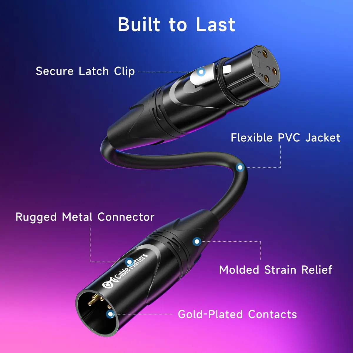 Cable Matters 2-Pack 5 Pin to 3 Pin DMX Lighting Cable, 6 Inches | Convert DMX & XLR Connectors - view 5