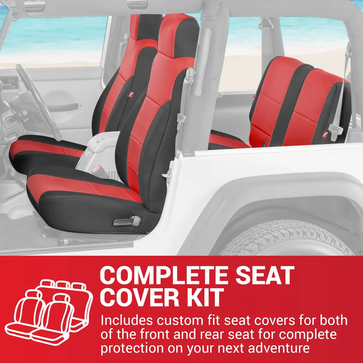 Diver Down Neoprene Seat Cover Set for Jeep TJ 1997-2006 | Waterproof Custom Fit with Soft Padding (2003-2006) - view 6