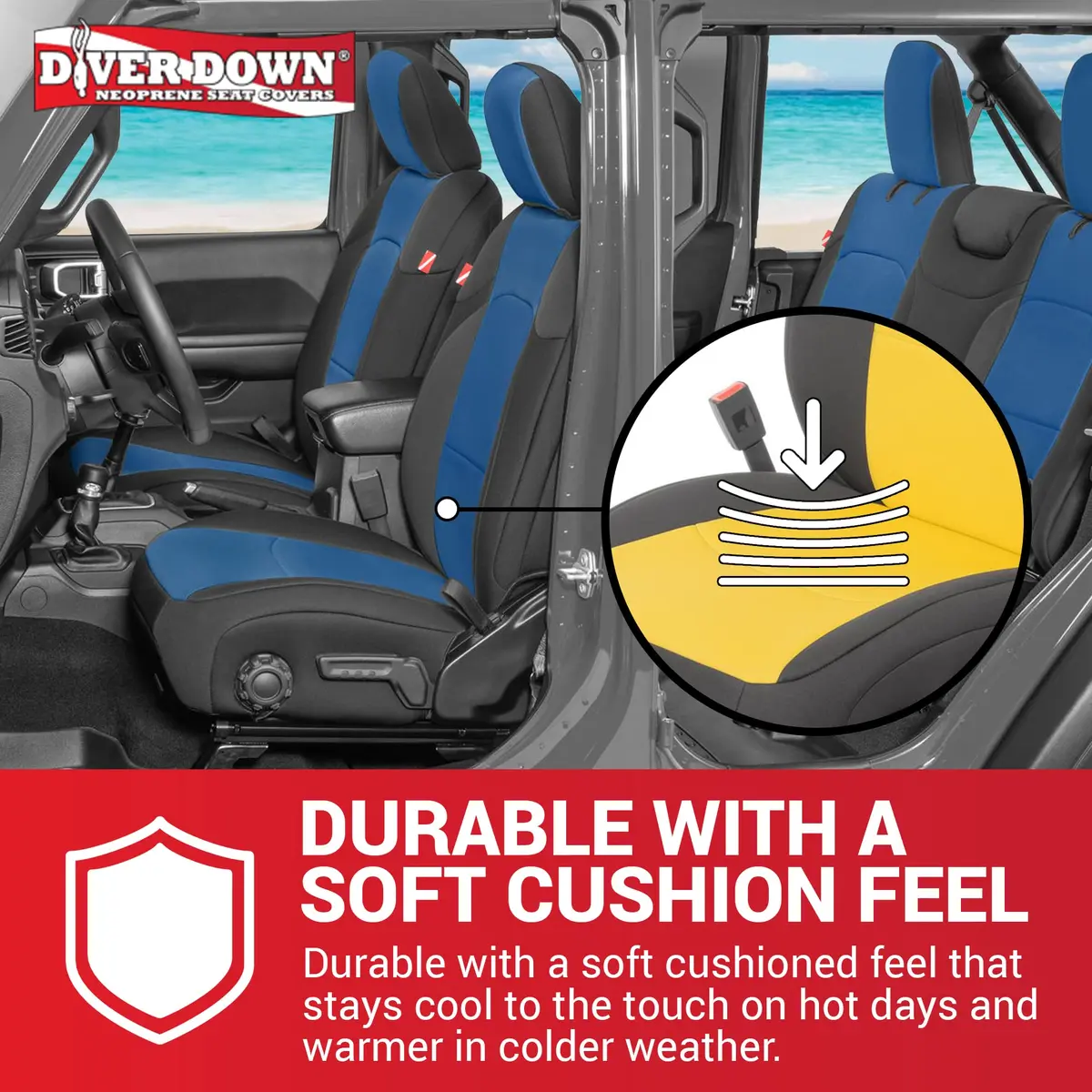 Diver Down Neoprene Seat Cover Set - Fits Jeep JL Unlimited 4-Door 2018-2026 | Custom Fit & Soft Cushion Feel - view 5