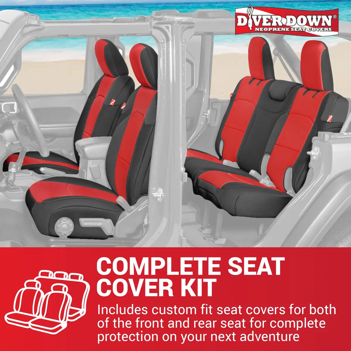 Diver Down Neoprene Seat Cover Set - Fits Jeep JL Unlimited 4-Door 2018-2026 | Custom Fit & Soft Cushion Feel - view 6