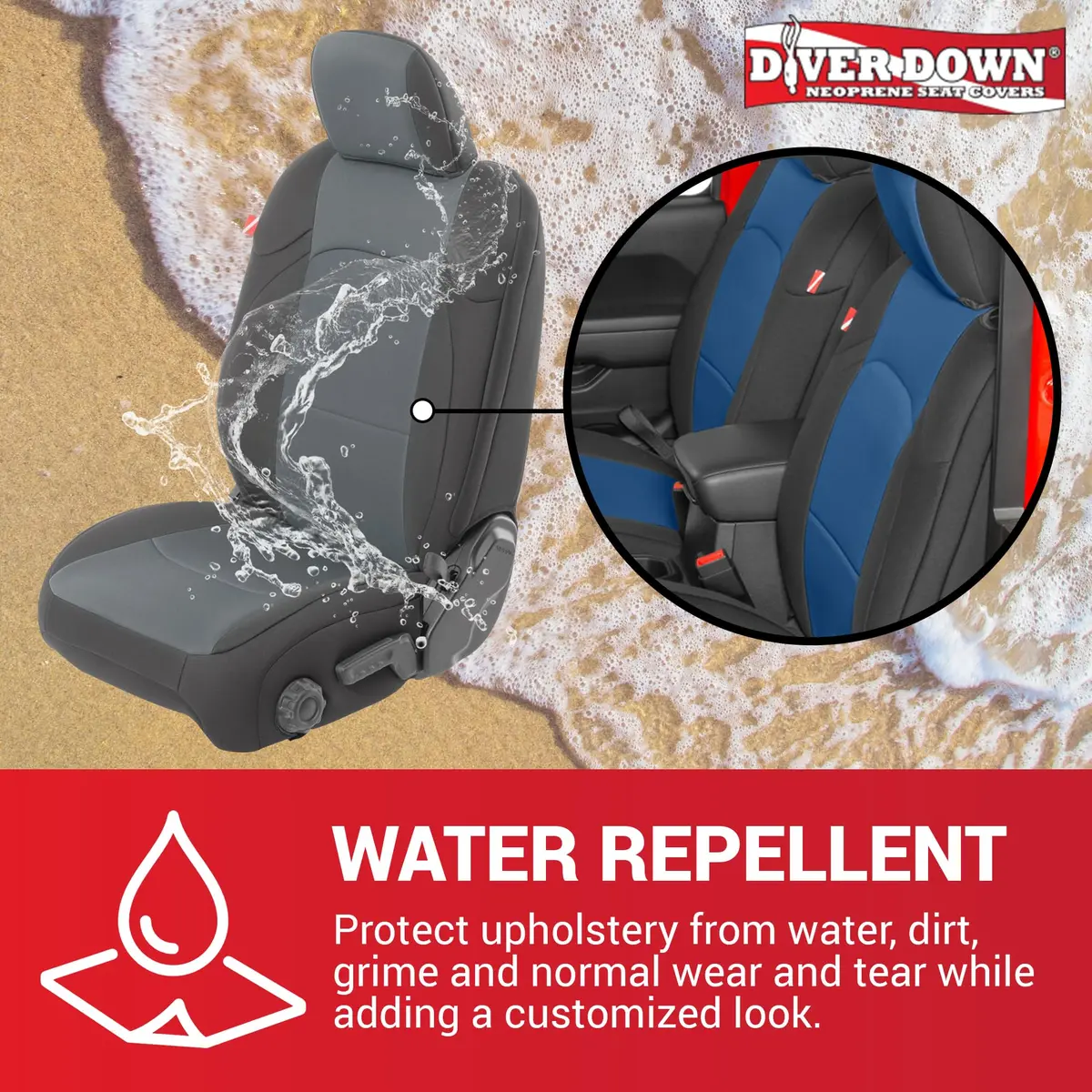 Diver Down Neoprene Seat Cover Set - Fits Jeep JL Unlimited 4-Door 2018-2026 | Custom Fit & Soft Cushion Feel - view 3