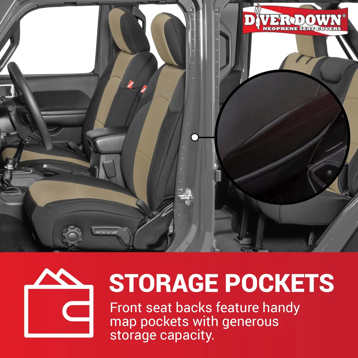 Diver Down Neoprene Seat Cover Set - Fits Jeep JL Unlimited 4-Door 2018-2026 | Custom Fit & Soft Cushion Feel - view 4