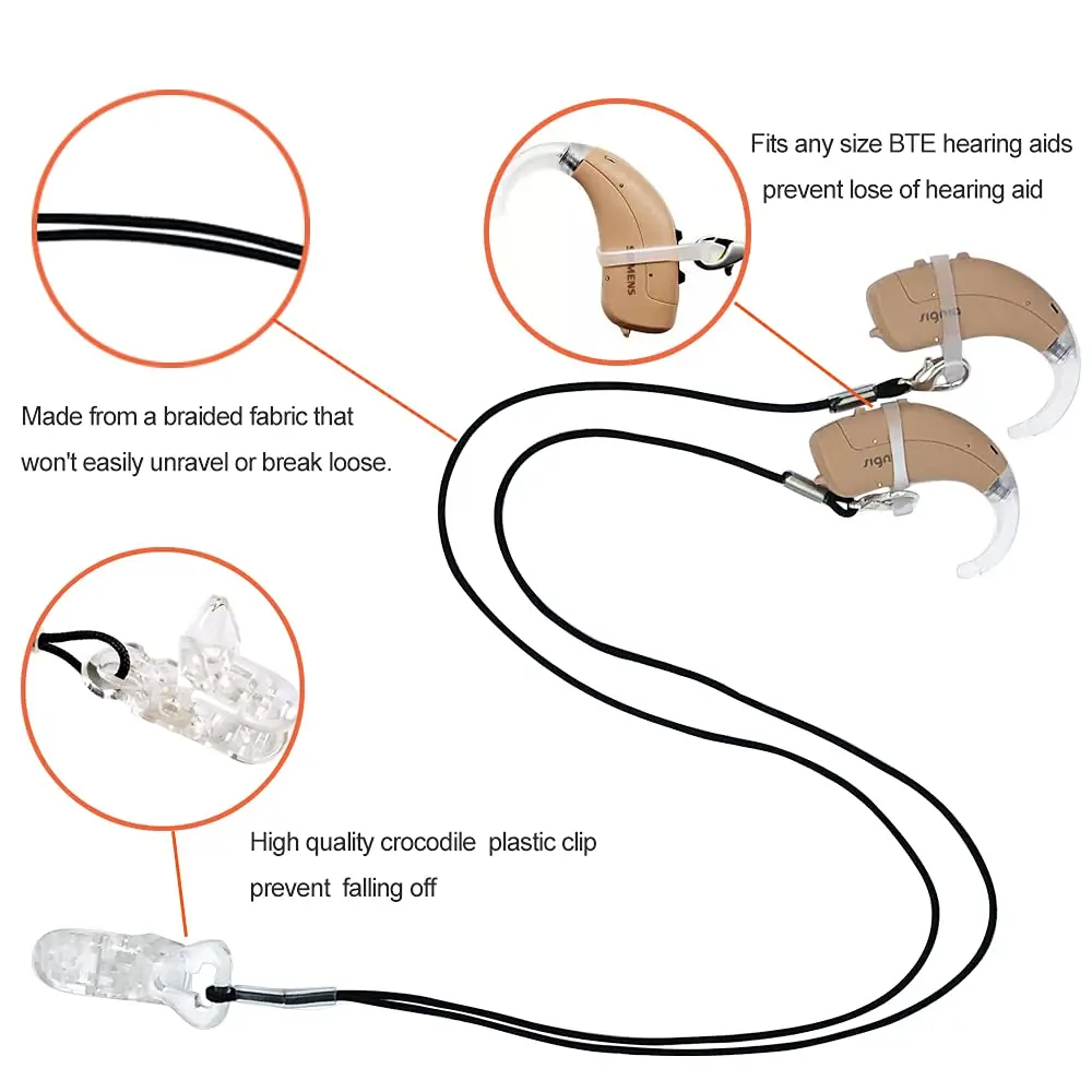 Anico BTE Hearing Aid Clip with Silicone Loops & Carry Case | Secure Anti-Lost Lanyard for Adults & Kids - view 2