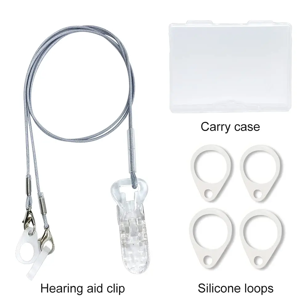 Anico Hearing Aid Clip Anti-Lost Lanyard for Behind-the-Ear & RIC Hearing Aids, Adults & Kids | Secure Braided Nylon Cord with Crocodile Clip & 6 Silicone Loops (Gray) - view 5