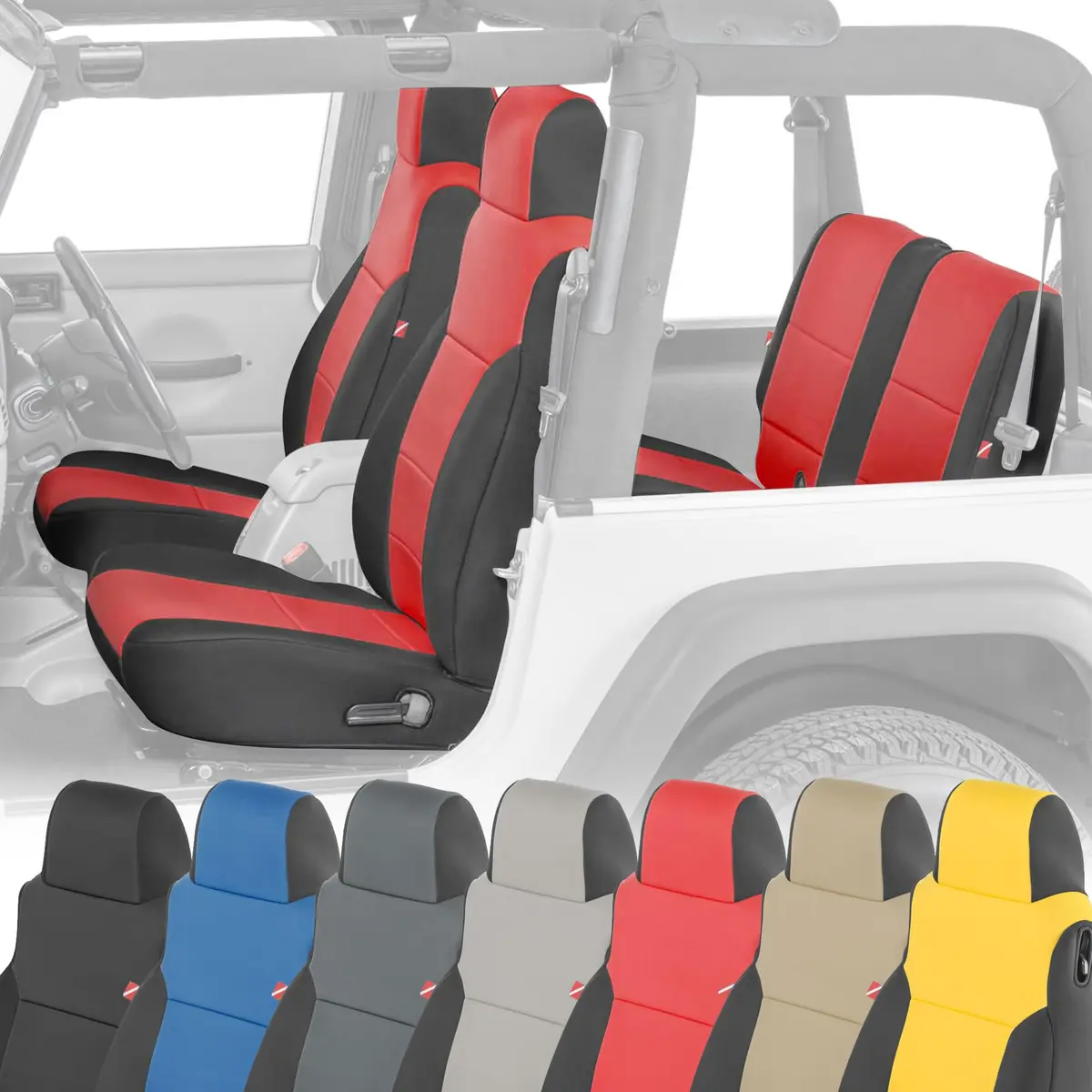 Diver Down Neoprene Seat Cover Set for Jeep TJ 1997-2006 | Waterproof Custom Fit with Cushioned Feel - main product image