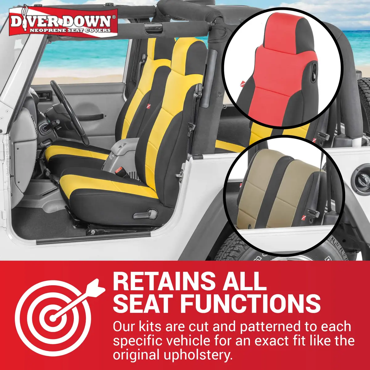 Diver Down Neoprene Seat Cover Set for Jeep TJ 1997-2006 | Waterproof Custom Fit with Cushioned Feel - view 2