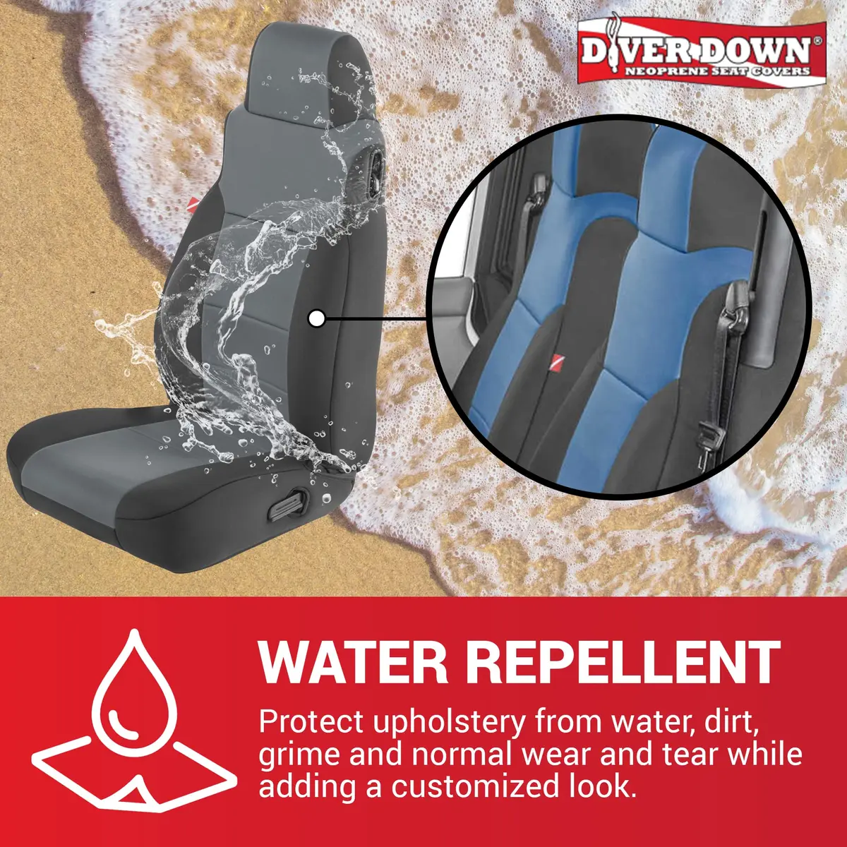 Diver Down Neoprene Seat Cover Set for Jeep TJ 1997-2006 | Waterproof Custom Fit with Cushioned Feel - view 3