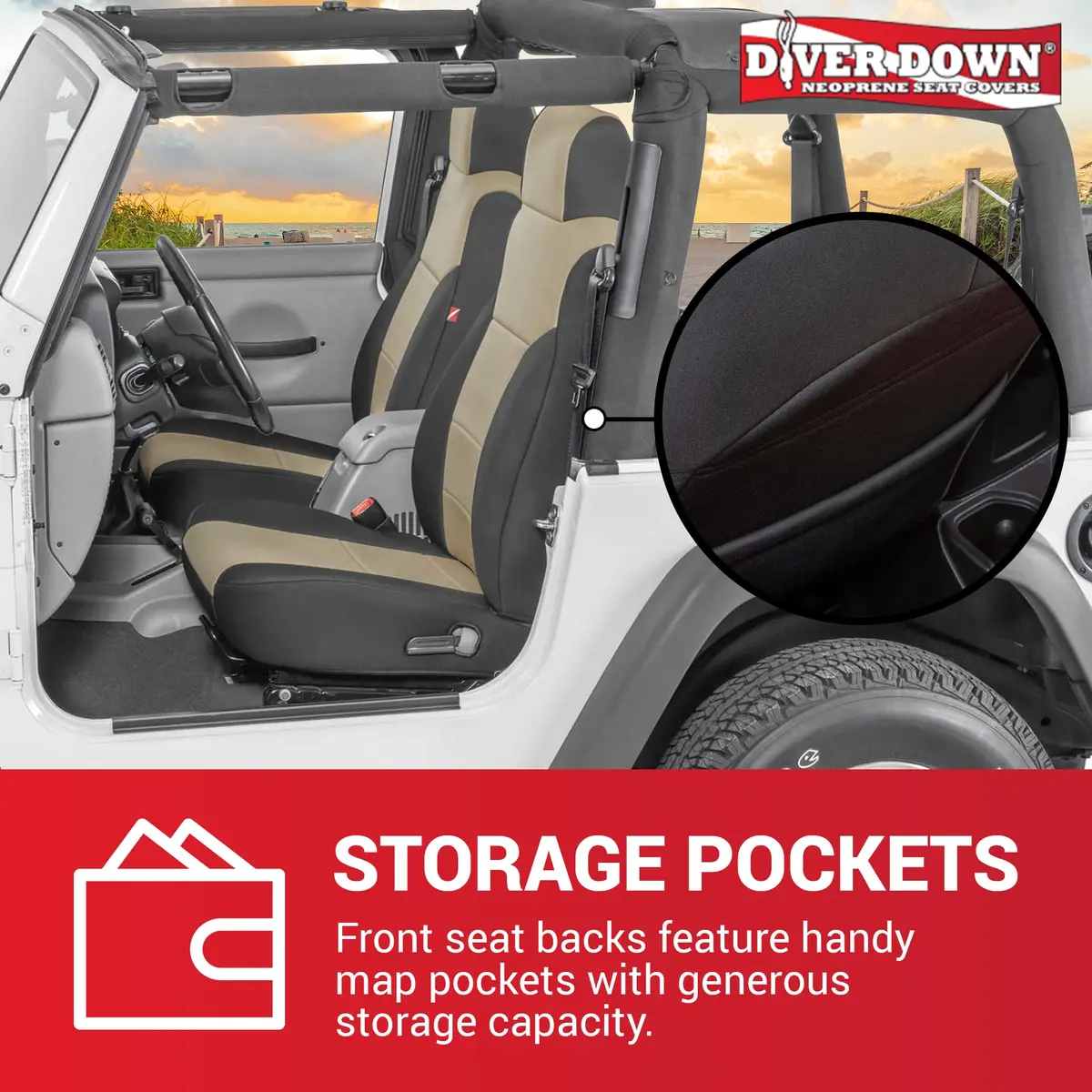 Diver Down Neoprene Seat Cover Set for Jeep TJ 1997-2006 | Waterproof Custom Fit with Cushioned Feel - view 4