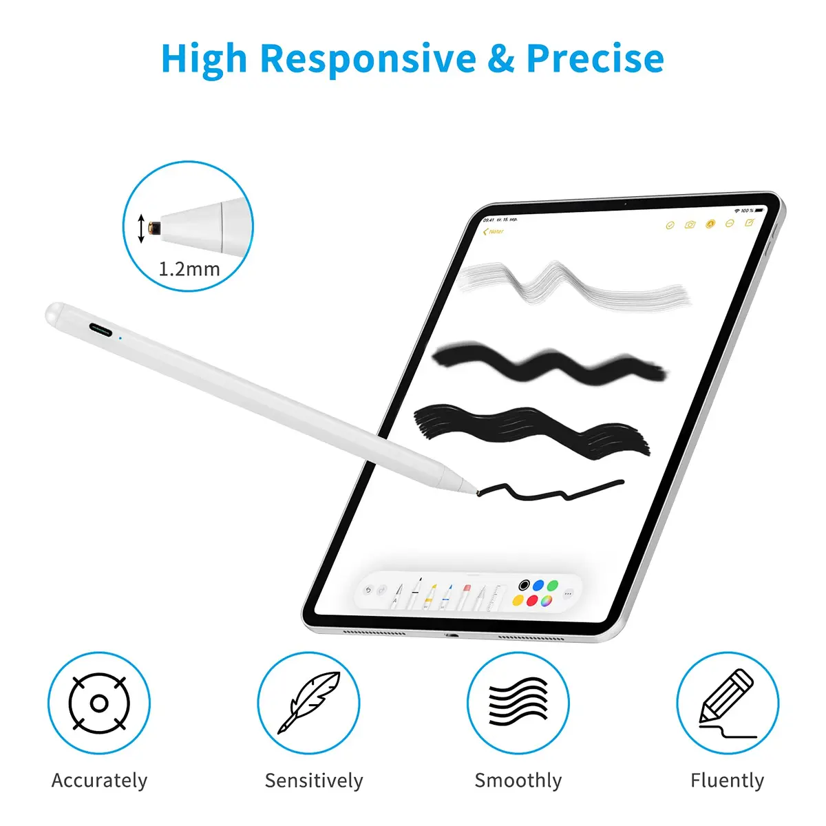 Rsepvwy Samsung A7/A8/A9/A11+ Tablet Stylus White | Precision Drawing & Writing - view 6