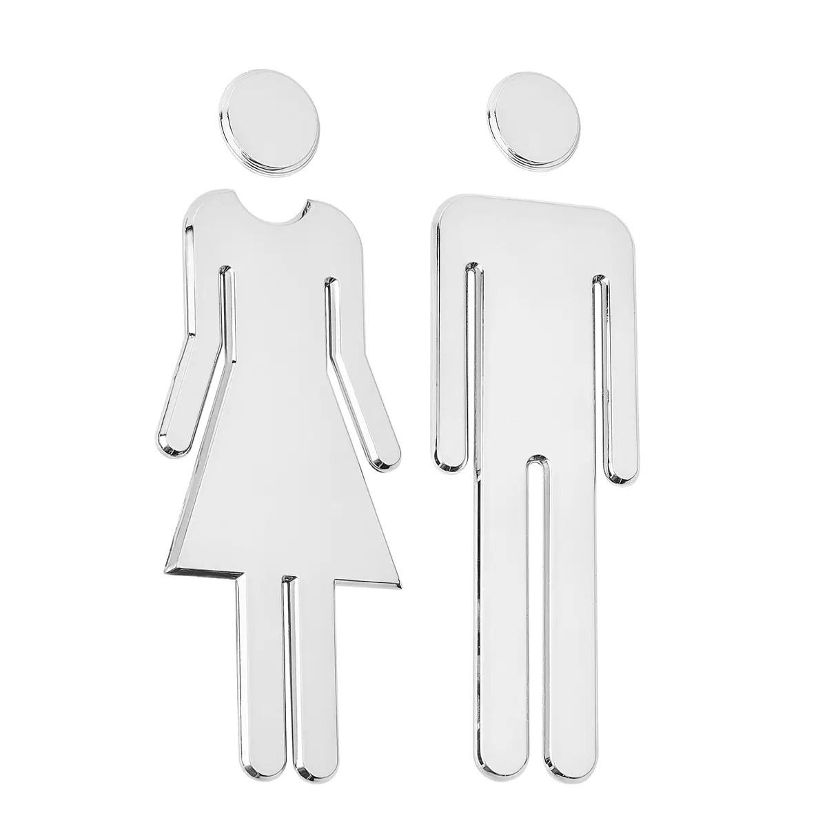 GORGECRAFT Bathroom Signs Men Women Brushed Signage 2 Pack | Self Adhesive Plastic Door Identification (Silver) - main product image