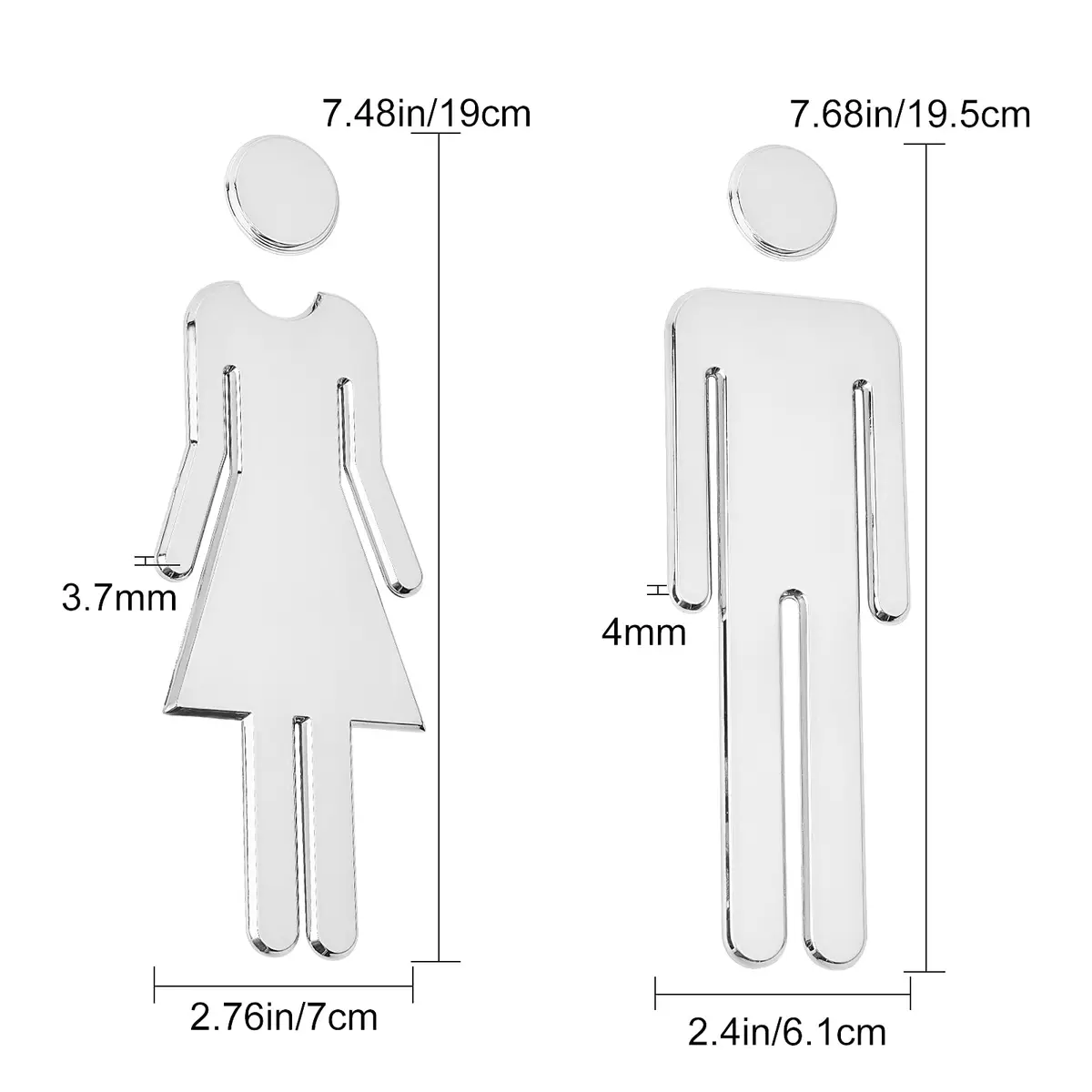 GORGECRAFT Bathroom Signs Men Women Brushed Signage 2 Pack | Self Adhesive Plastic Door Identification (Silver) - view 2