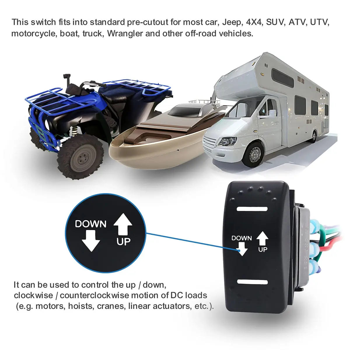 RECOIL Heavy Duty DPDT 12V DC Motor Polarity Reversing Rocker Switch | Auto & Powersports Control - view 6