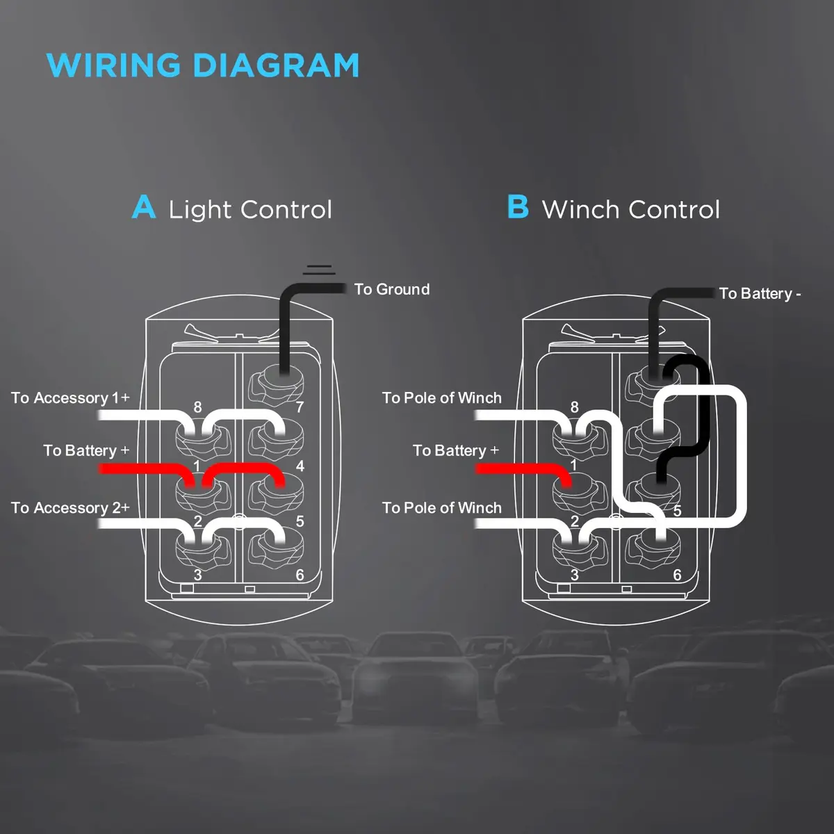 RECOIL Heavy Duty DPDT 12V DC Motor Polarity Reversing Rocker Switch | Auto & Powersports Control - view 7