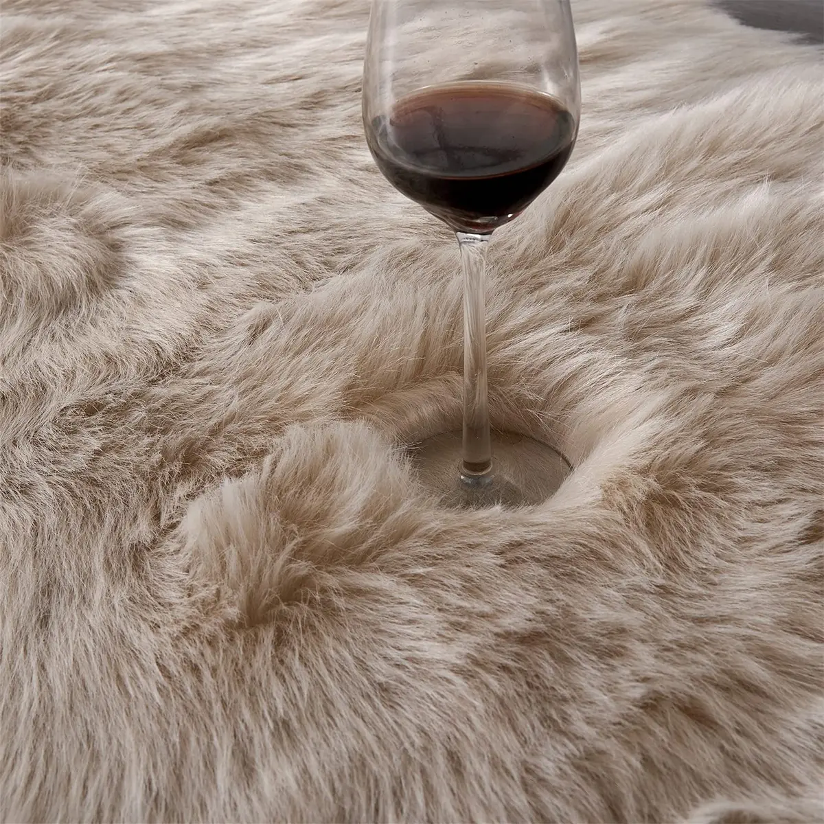 Arbosofe Faux Fur Rug, 2 x 6 Feet | Beige Fluffy Sheepskin for Bedroom & Living Room - view 6