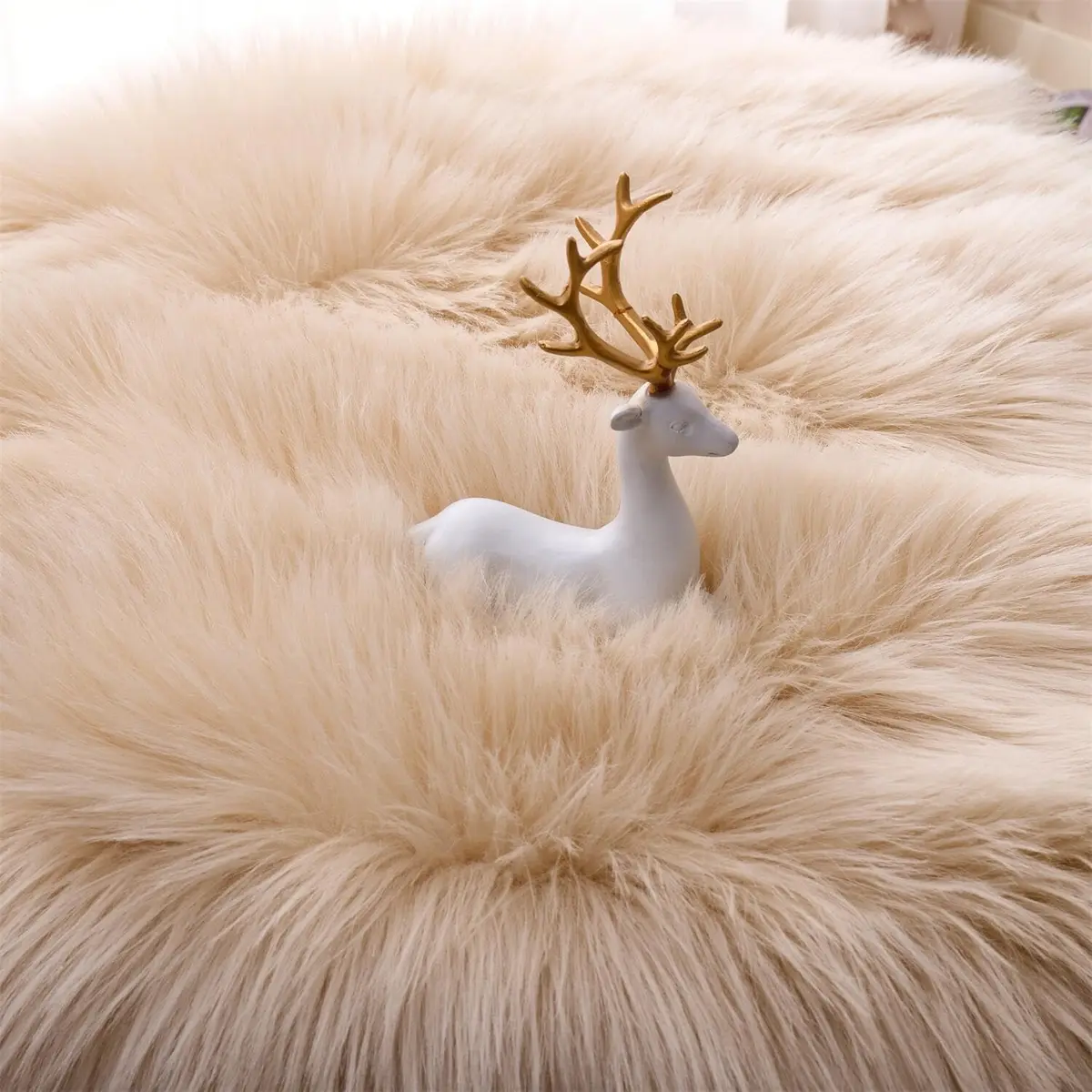 Arbosofe Faux Fur Rug, 2 x 6 Feet | Beige Fluffy Sheepskin for Bedroom & Living Room - view 7