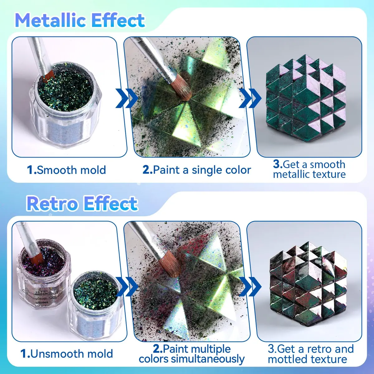 LET'S RESIN Chameleon Flakes Resin Supplies | Intense Color Shift, 5 Colors, 0.5g Each - view 5