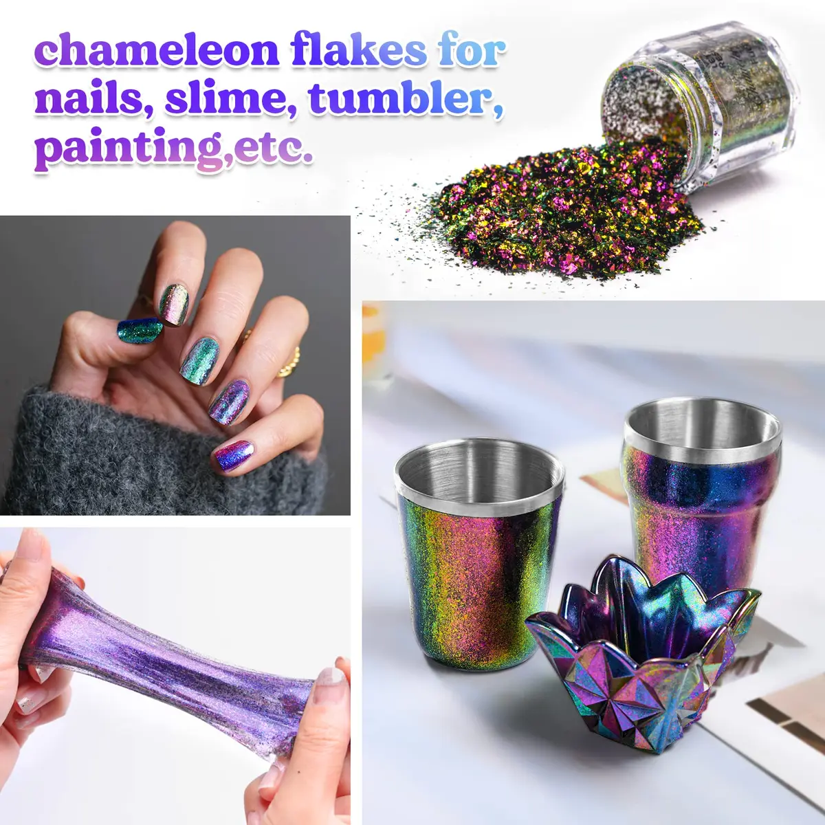 LET'S RESIN Chameleon Flakes Resin Supplies | Intense Color Shift, 5 Colors, 0.5g Each - view 4