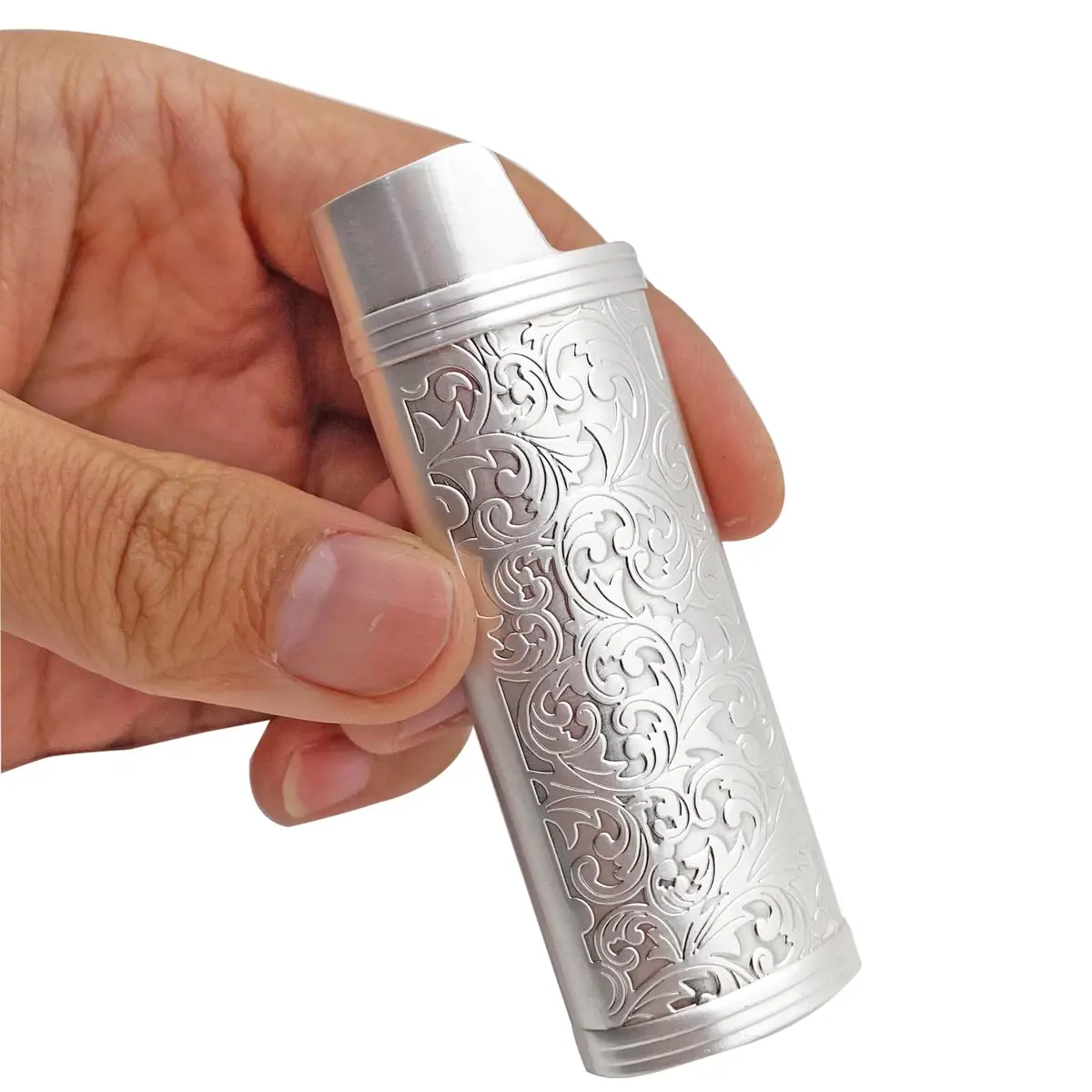 Lucklybestseller Metal Lighter Case Cover Holder Vintage Floral Stamped for BIC Full Size Lighter J6 (White Gold) | Protective Case - view 3