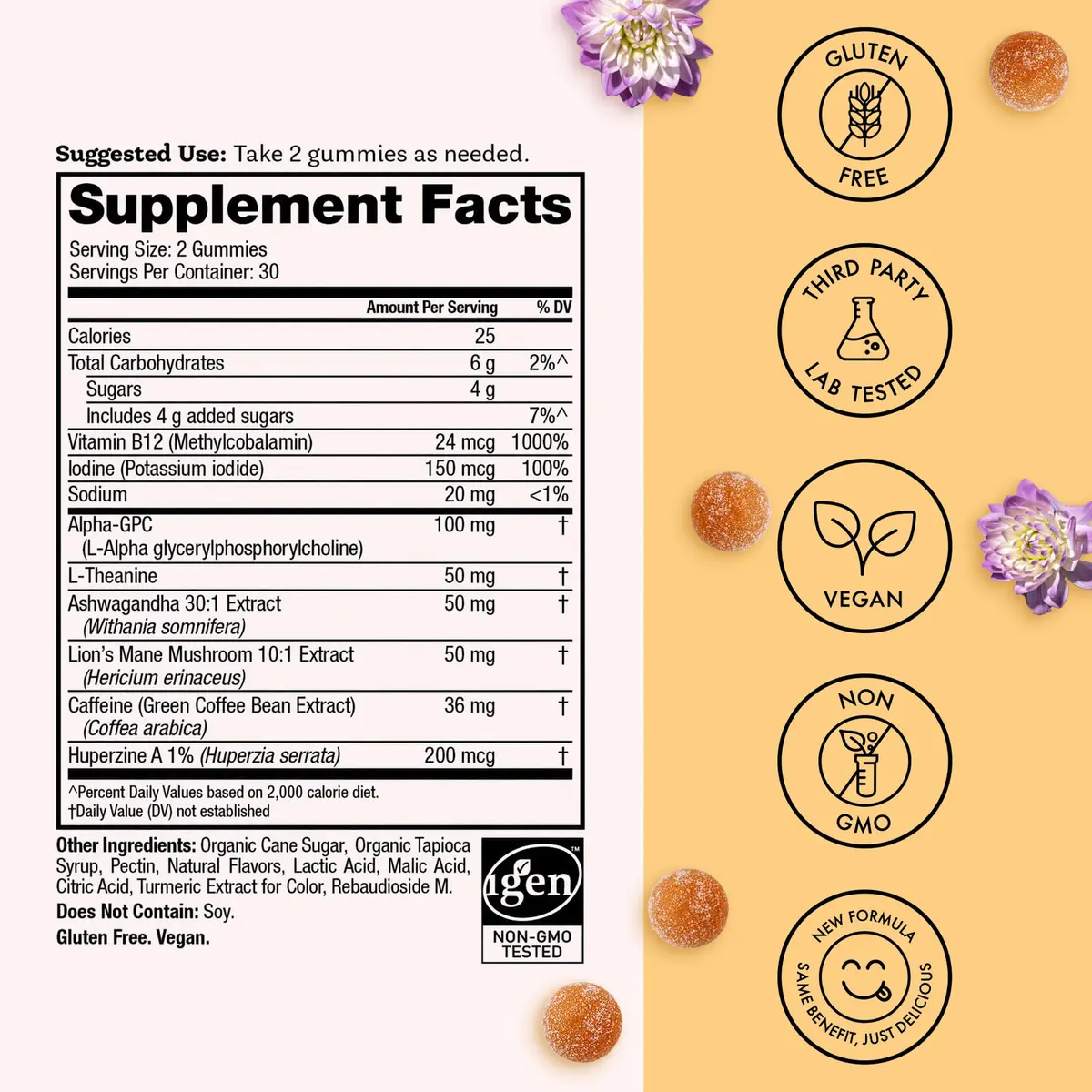 Winged Wellness Rise Up, Energy & Focus Gummies for Women, 60 Gummies | Vegan, Gluten-Free Pineapple Flavor - view 4