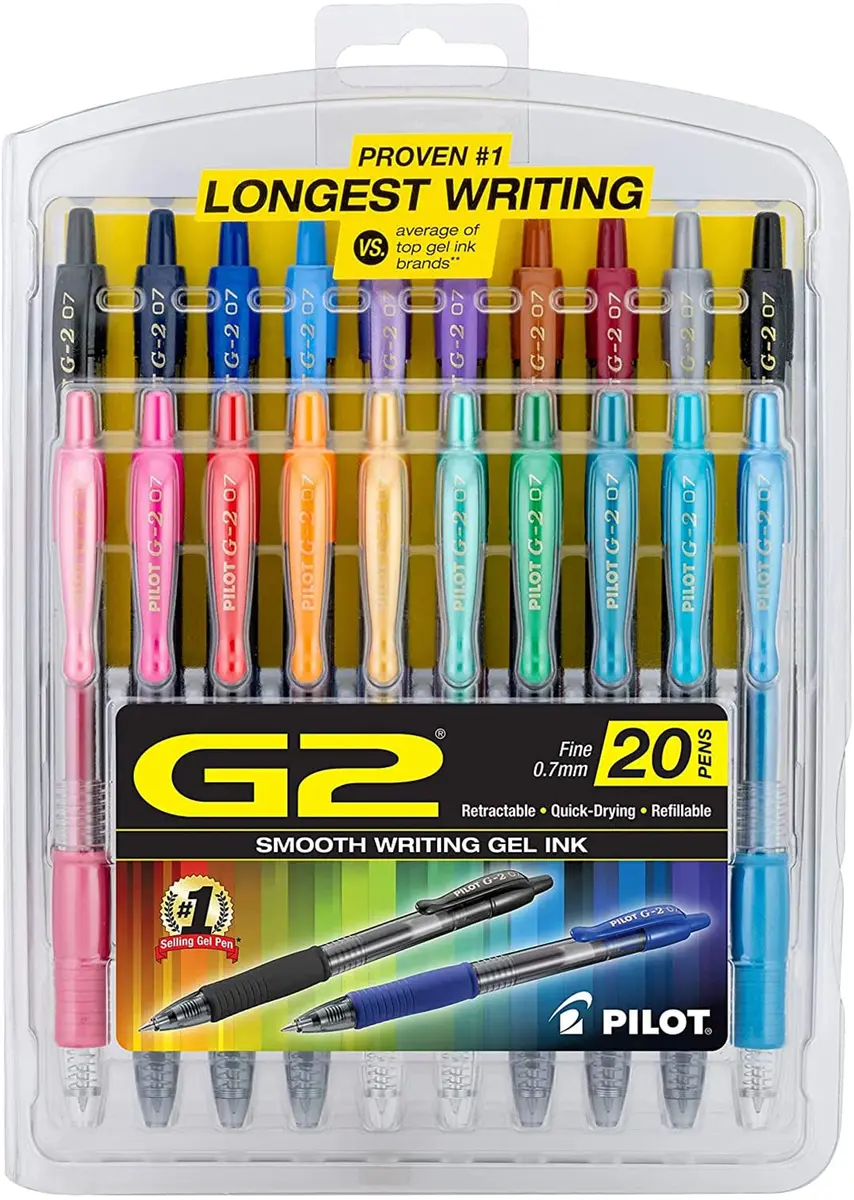 Pilot G2 Premium Gel Pens 0.7mm | Assorted Colors, Refillable, Long-Lasting - main product image