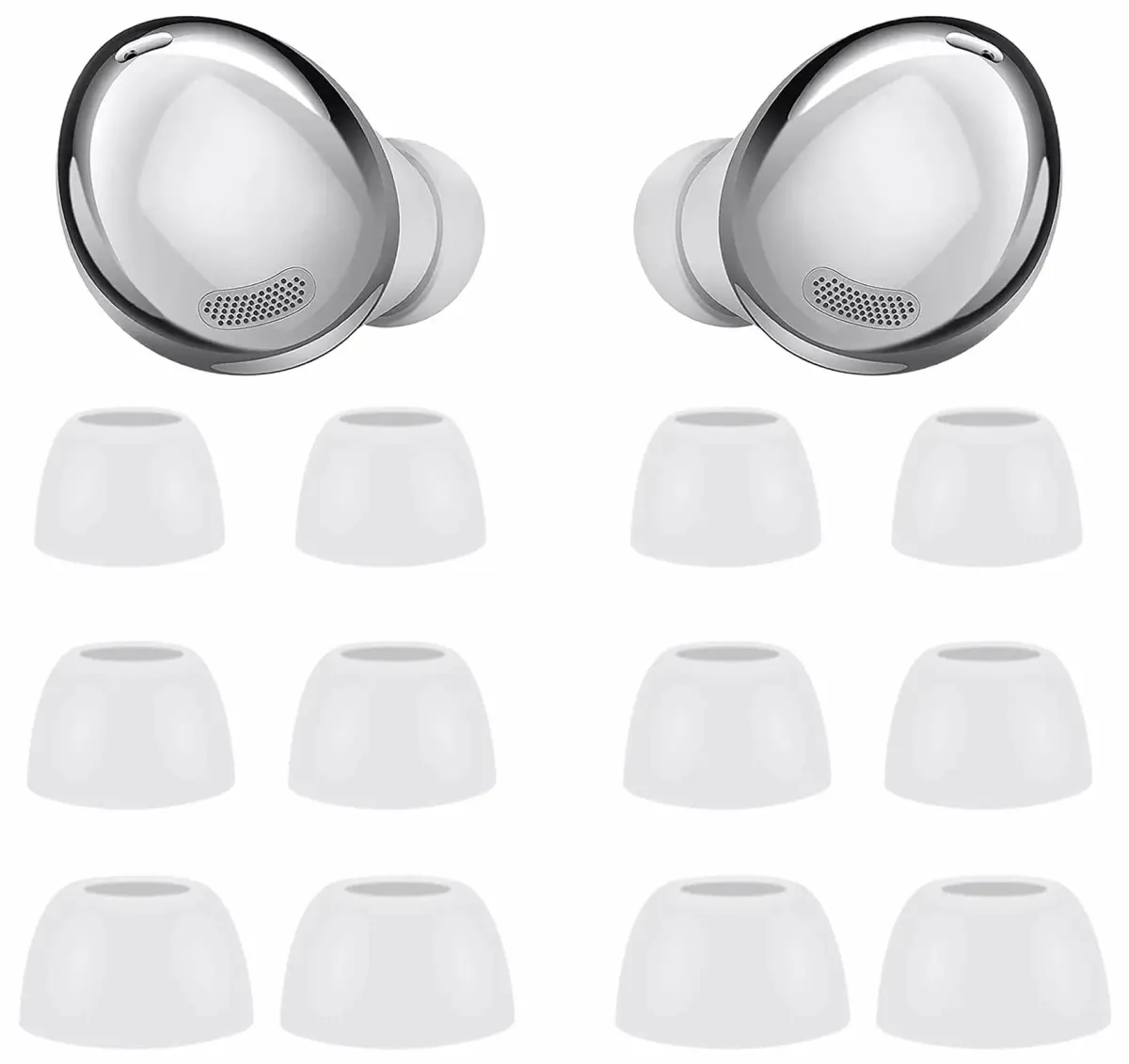 IiEXCEL Replacement Eartips for Samsung Galaxy Buds Pro - 6 Pairs, S/M/L Sizes, Phantom Silver - main product image
