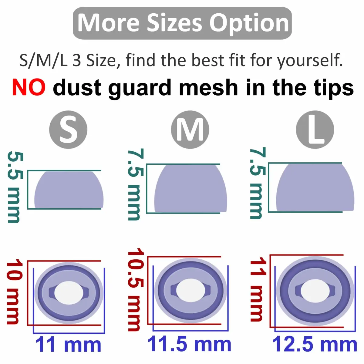 IiEXCEL Replacement Eartips for Samsung Galaxy Buds Pro, 6 Pairs S/M/L Silicone with Wingtips | Fits in Case - view 3