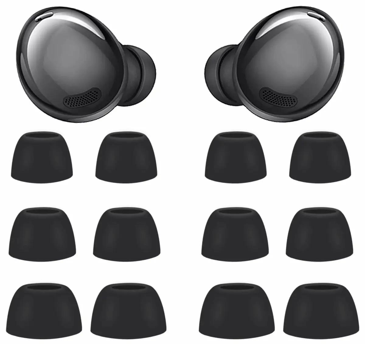 IiEXCEL Replacement Eartips for Samsung Galaxy Buds Pro - 6 Pairs, S/M/L Sizes, Phantom Black | Silicone Earbuds for Enhanced Fit and Sound - main product image