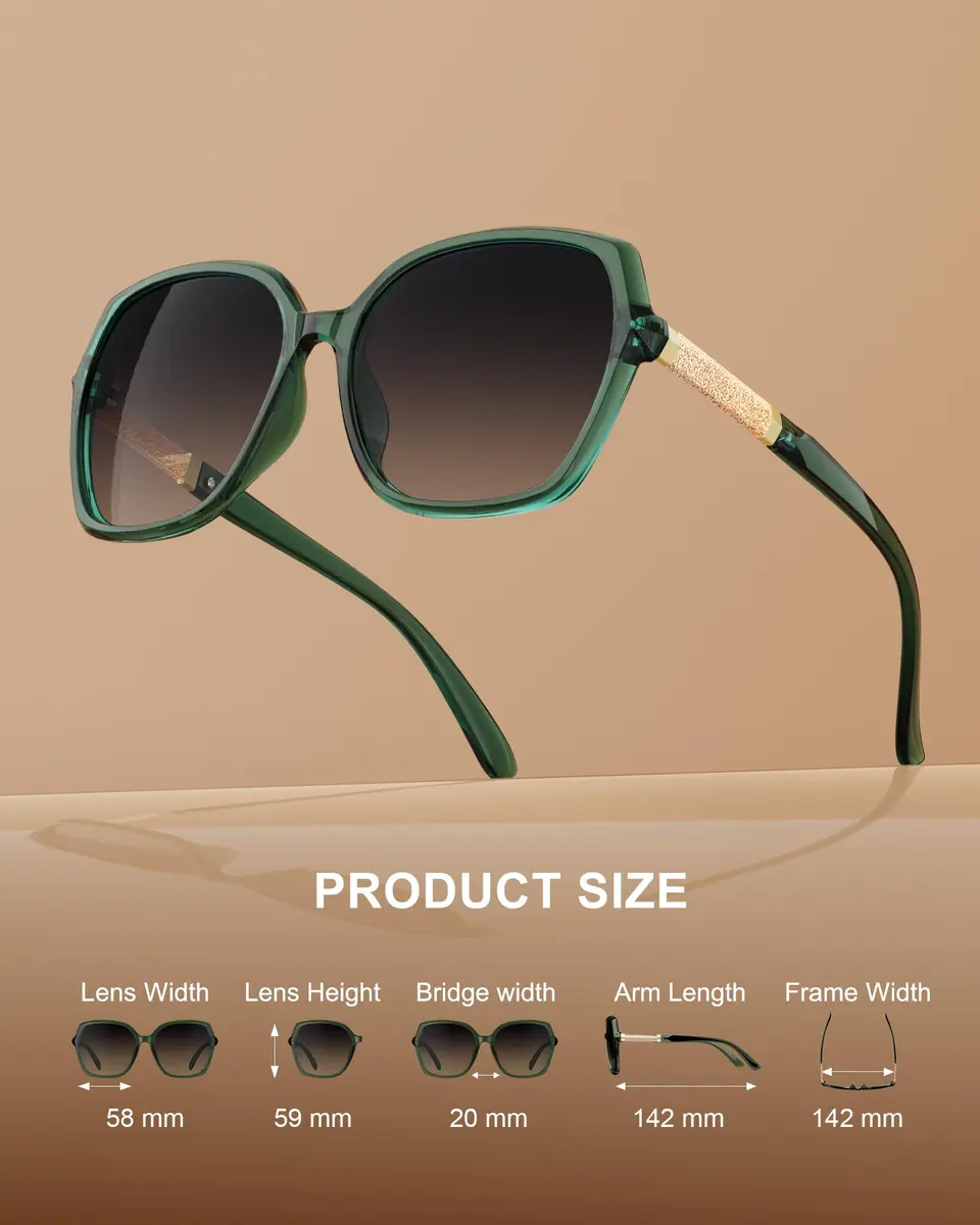 KALIYADI Polarized Sunglasses Womens Oversized Square UV400 Protection 58mm - view 6