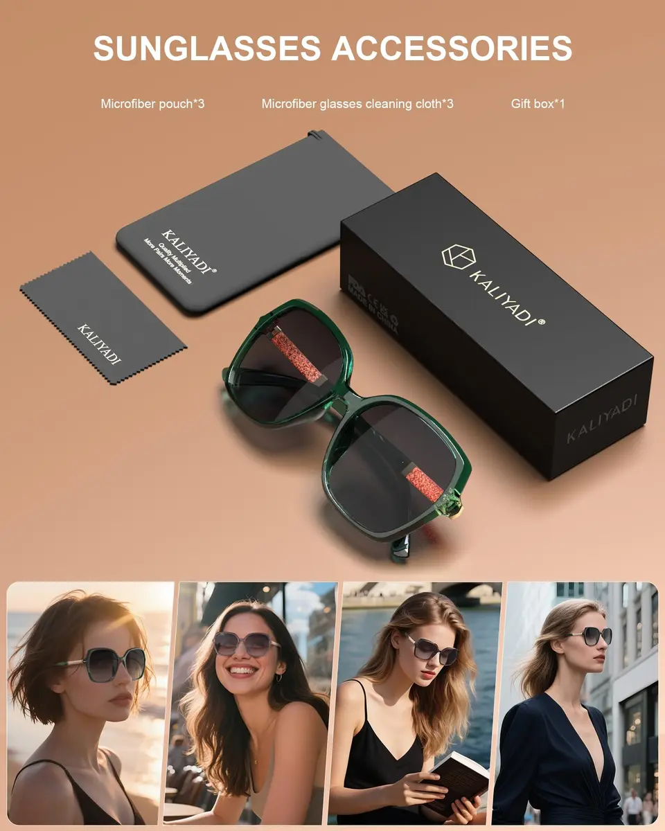 KALIYADI Polarized Sunglasses Womens Oversized Square UV400 Protection 58mm - view 7