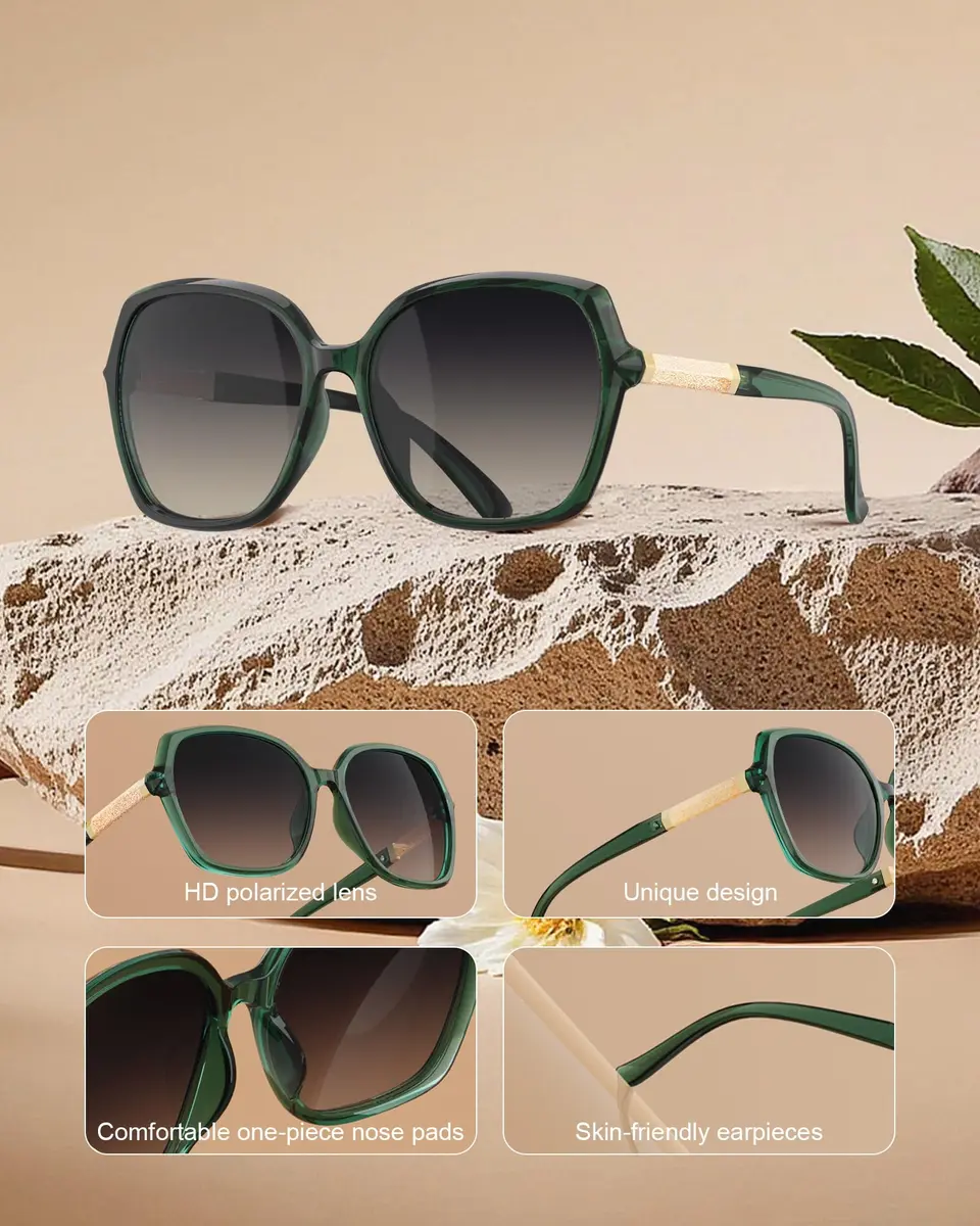 KALIYADI Polarized Sunglasses Womens Oversized Square UV400 Protection 58mm - view 4
