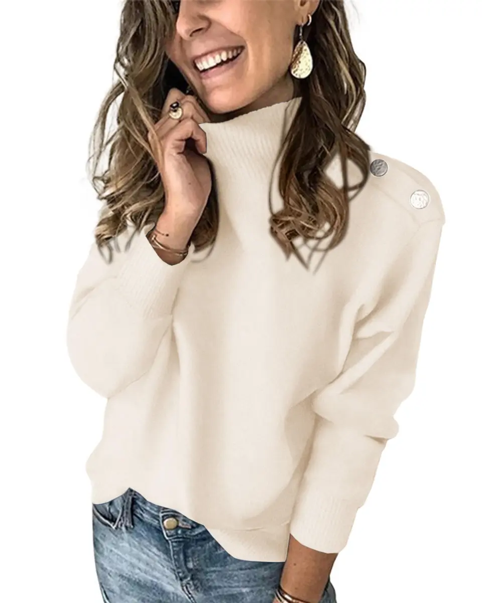 KIRUNDO Fall Sweater for Women Striped Turtleneck | Cozy, Trendy & Soft Knit (M) - main product image